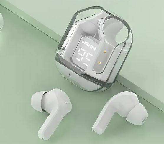 WHITE Wireless Earbuds with LED Digital Display
