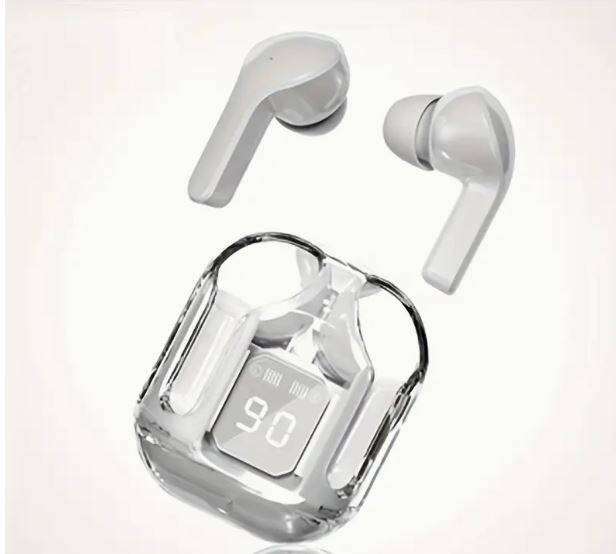 WHITE Wireless Earbuds with LED Digital Display