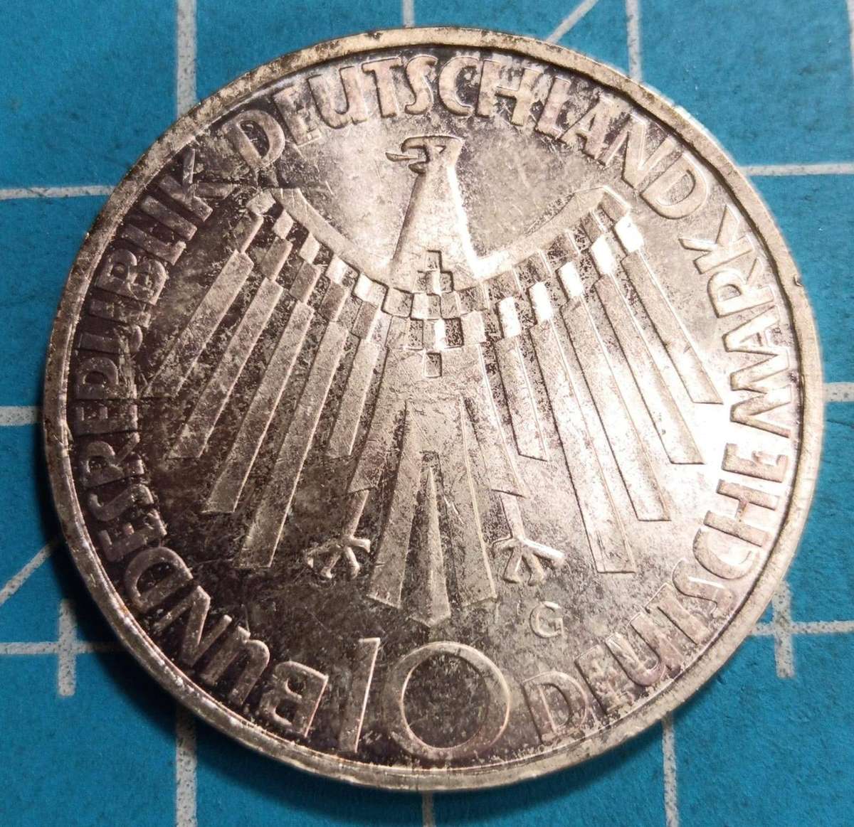 German 1972 silver 10 mark coin