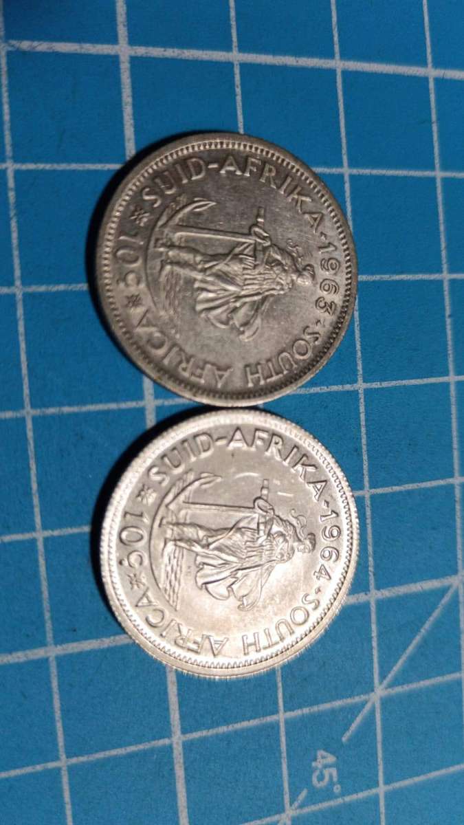 1963 and 1964 silver 10 cent coins