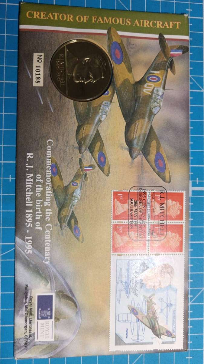 FDC with coin celebrating the centenary of RJ Mitchell
