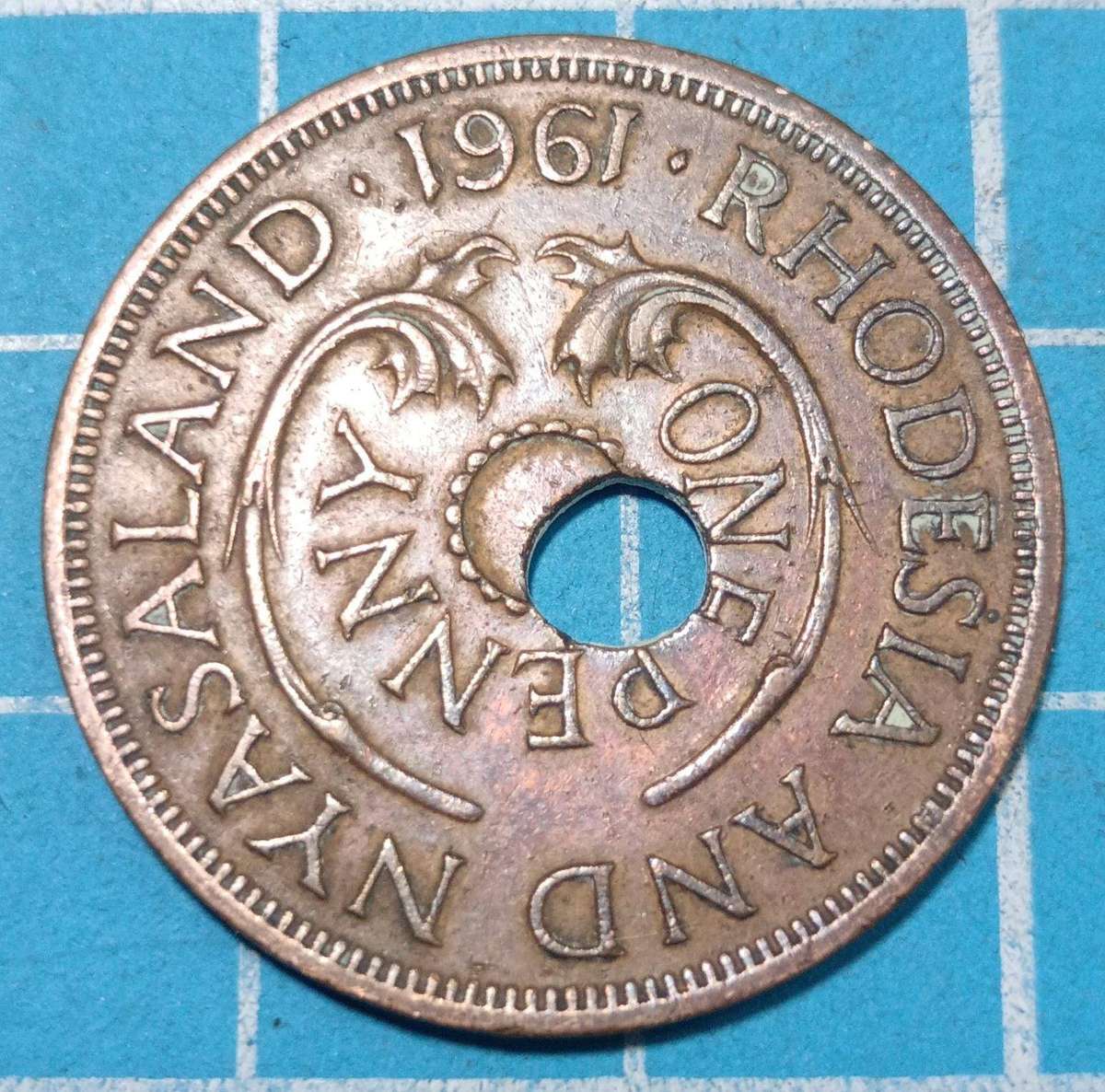 Rhodesian Nyasaland 1 penny 1961 - Error