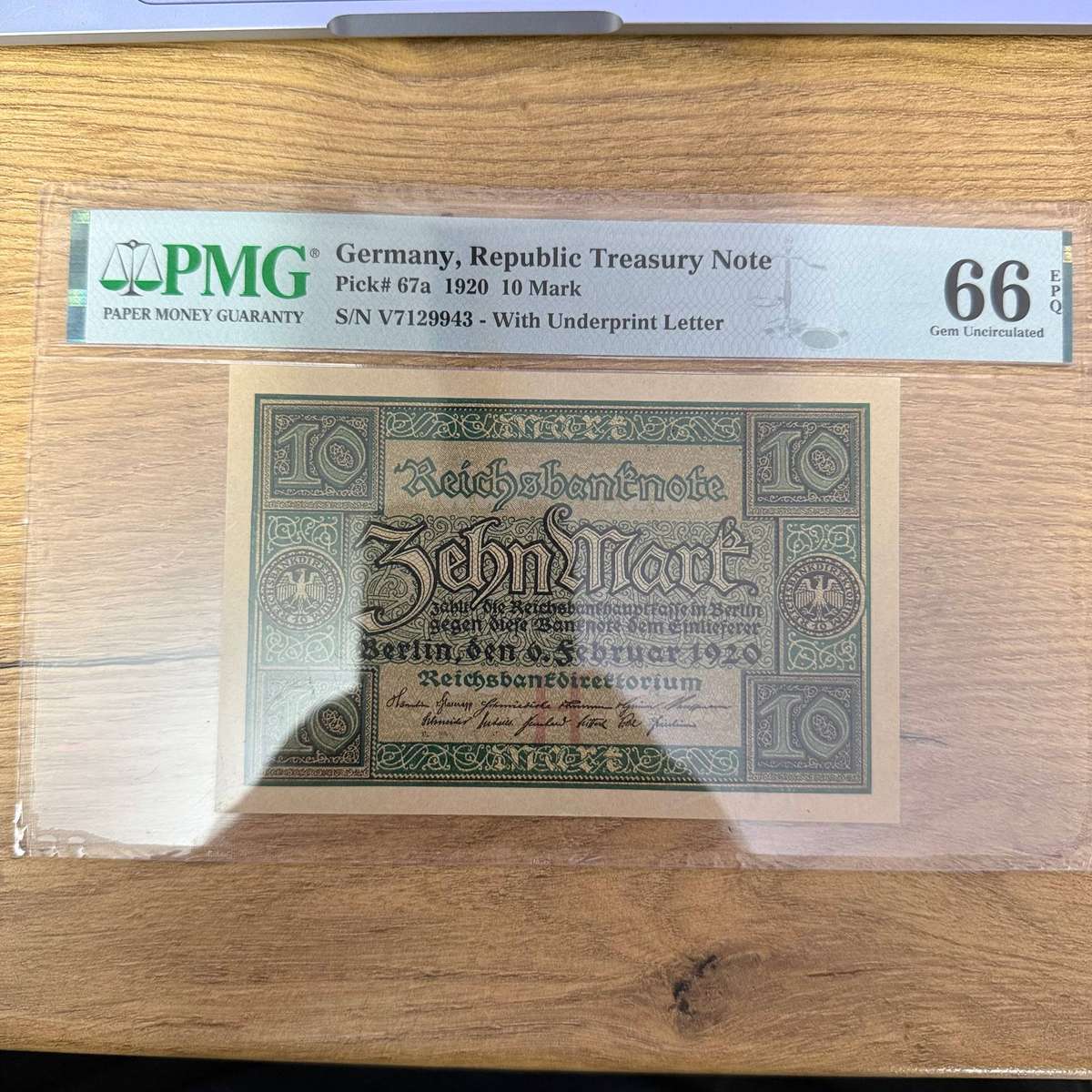 Germany Republic treasury Bank Note - PMG graded 66