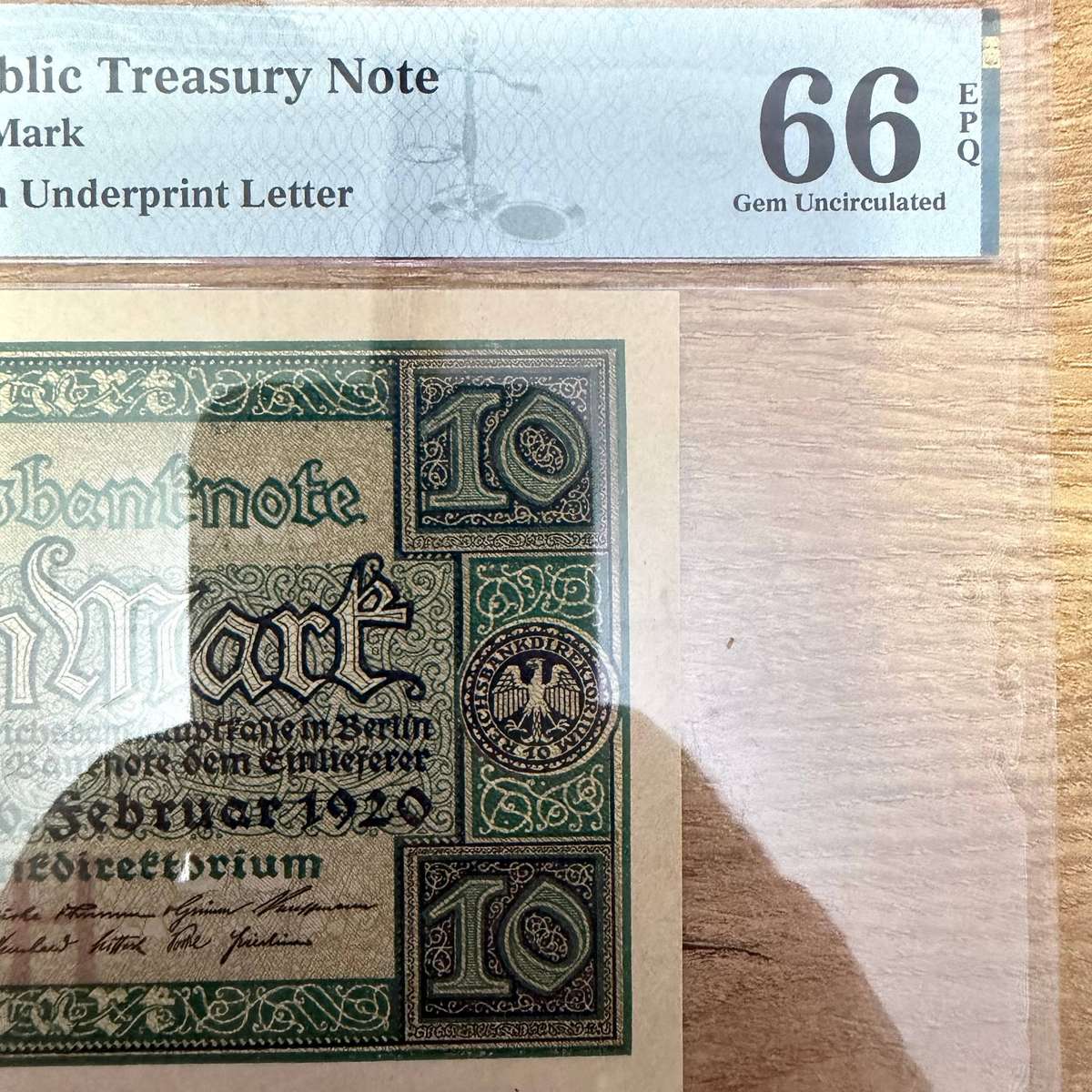 Germany Republic treasury Bank Note - PMG graded 66