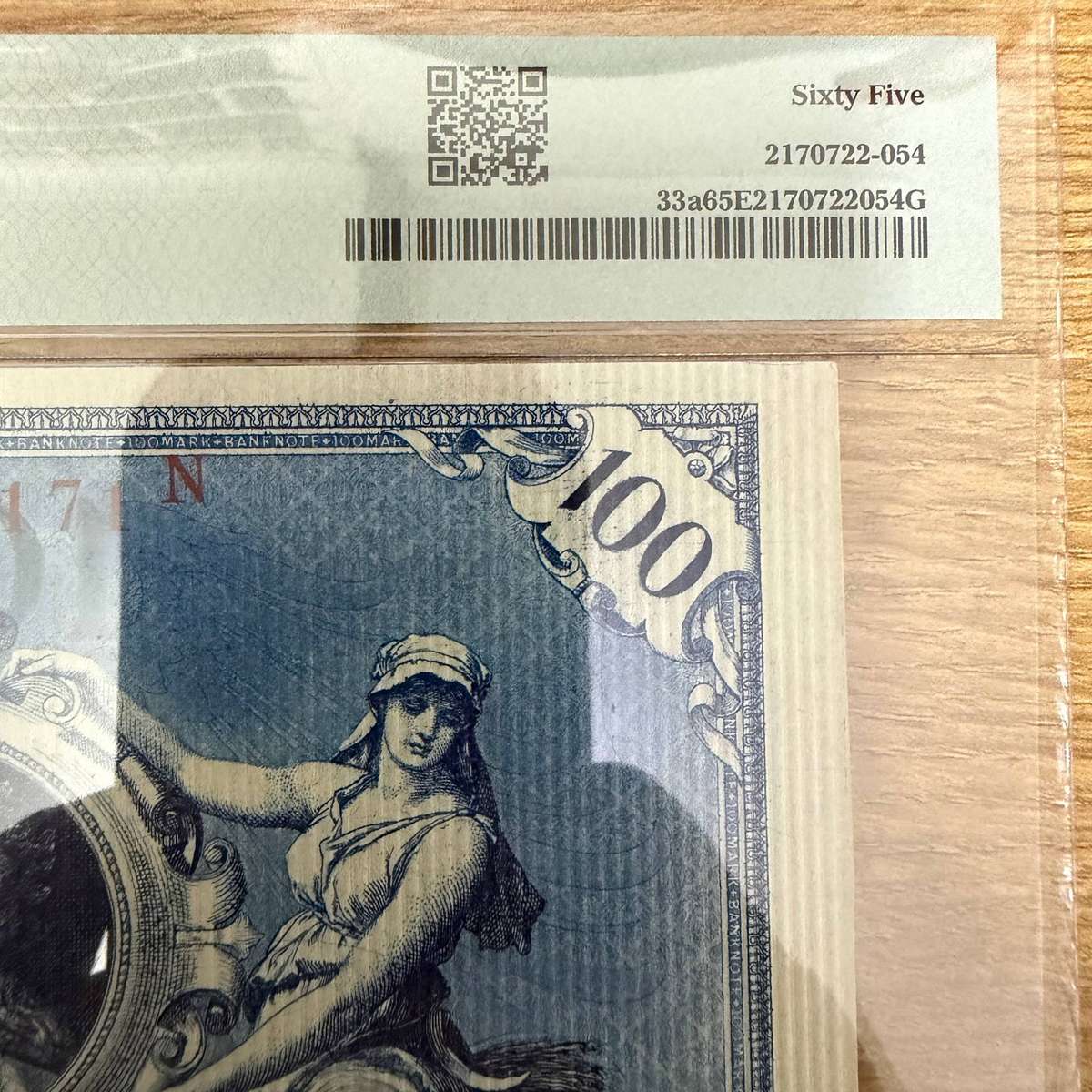 Germany Imperial Bank Note - PMG graded 65