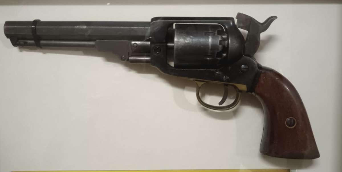 Framed Vintage Metal Revolver