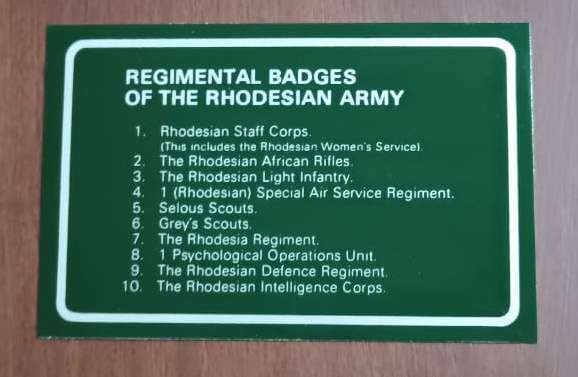 Rhodesian Security Forces Cap Badge Collection in Display Case - Numbered Set