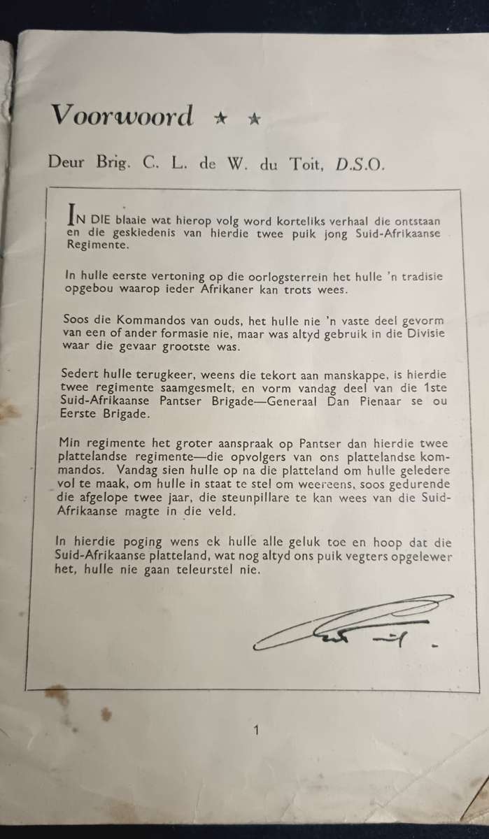 A Regiment Botha Souvenir