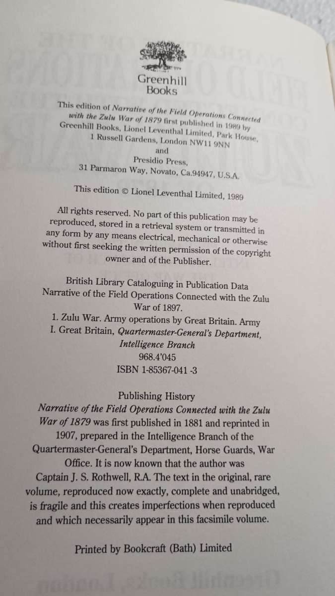 Narrative of the Field Operations Connected with the Zulu War of 1879 Hardcover