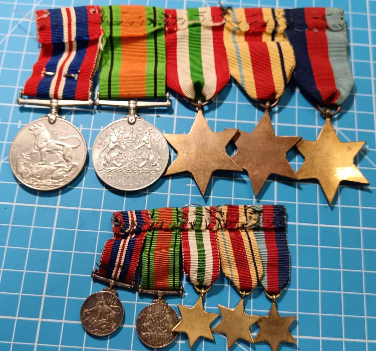 Full Size plus Miniature World War Two British Issue Set with Oak Leaf