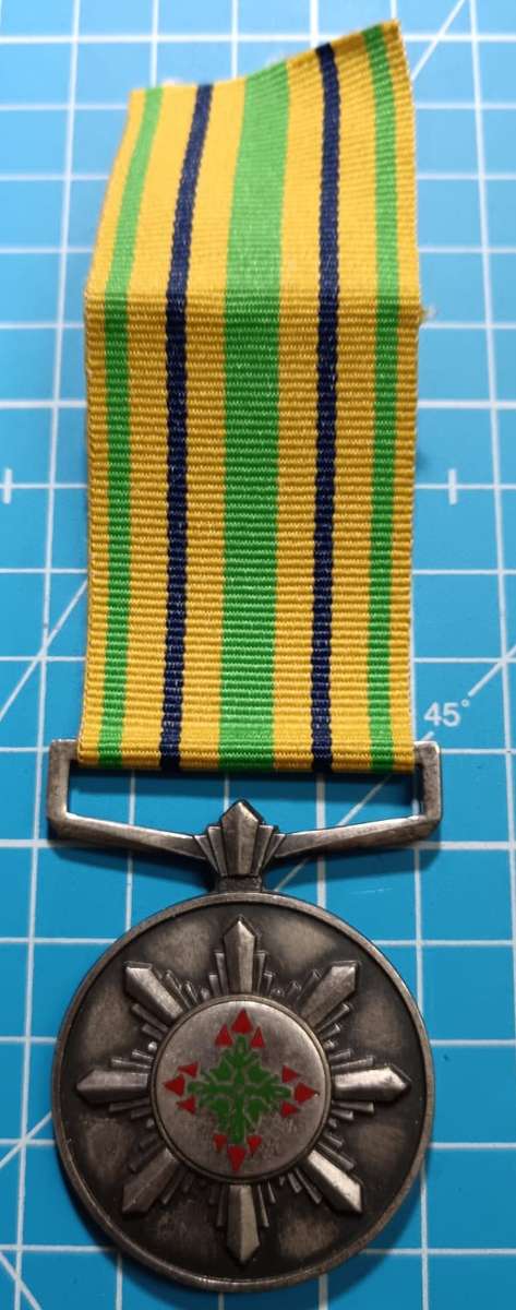 Full Size South African (SAP) Silver Medal for Faithful Service: DJP Beukes