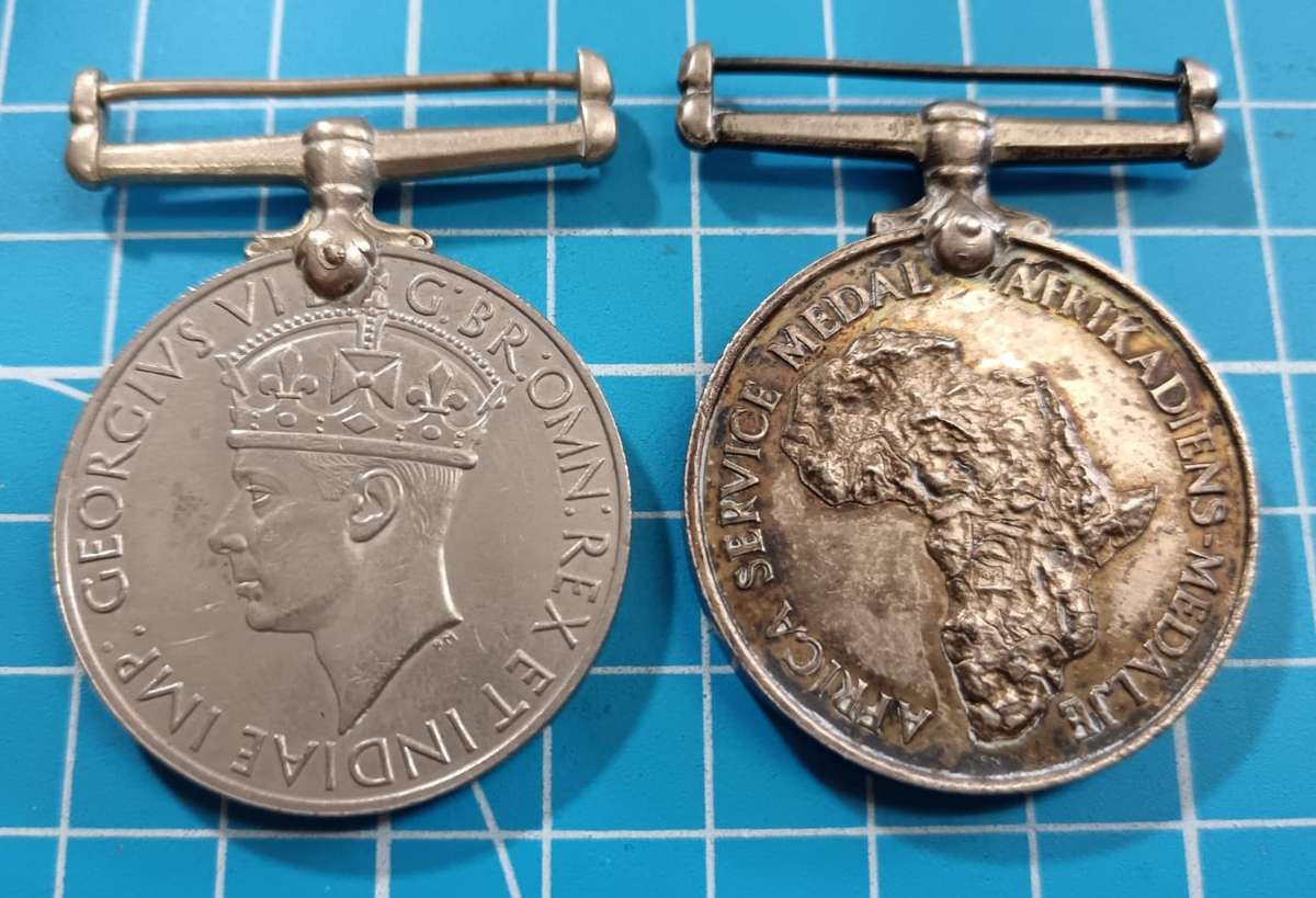 Full Size World War Two Pair with Silver Africa Service Medal: K.M.Keys