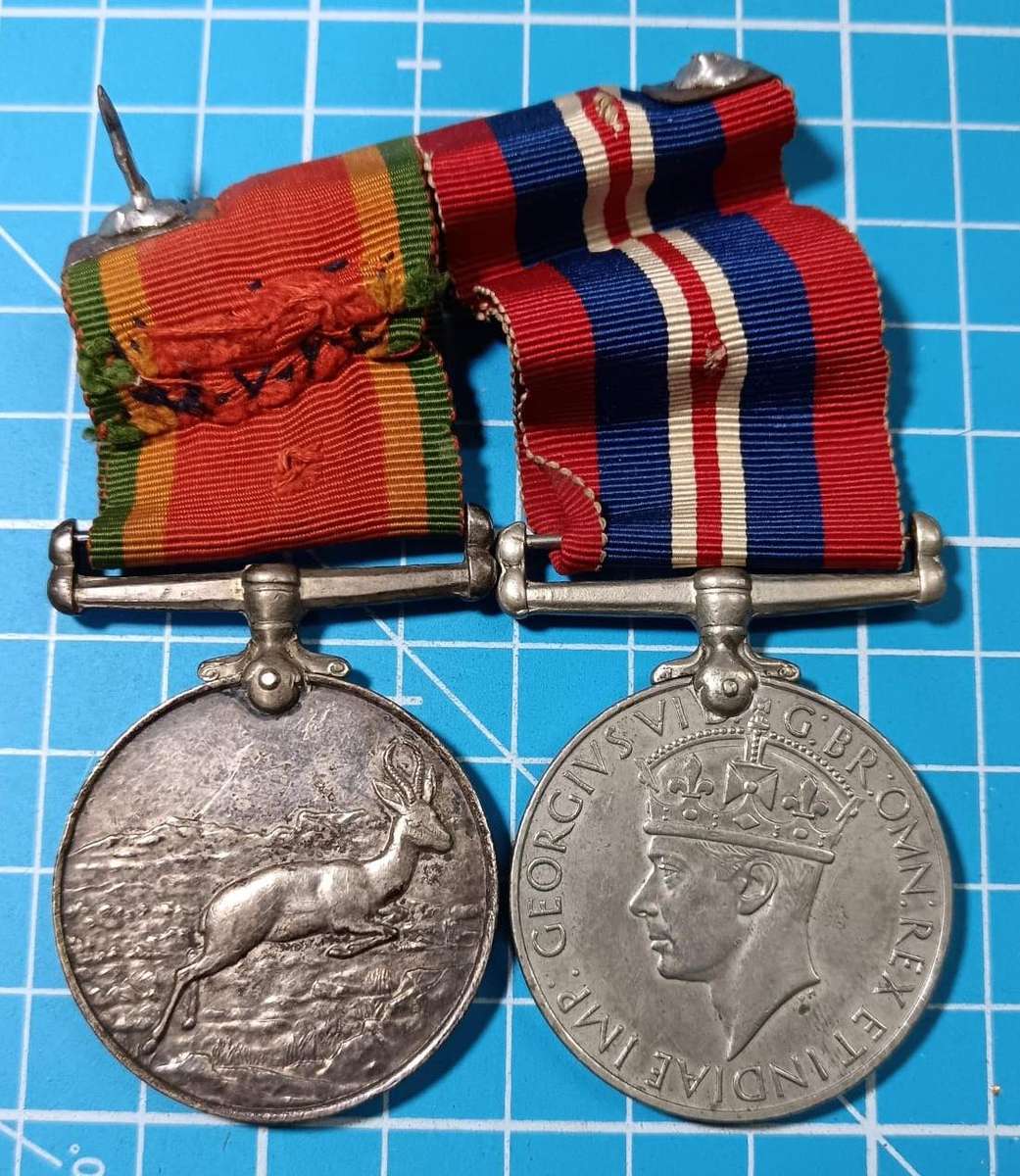 Full Size World War Two Pair with Silver Africa Service Medal:M.J.Bezuidenhout