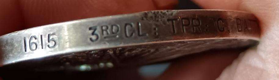 Boer War - Full Size QSA Medal with 4 Bars:1615 3RD CL: TPR C.Batty S.A.C