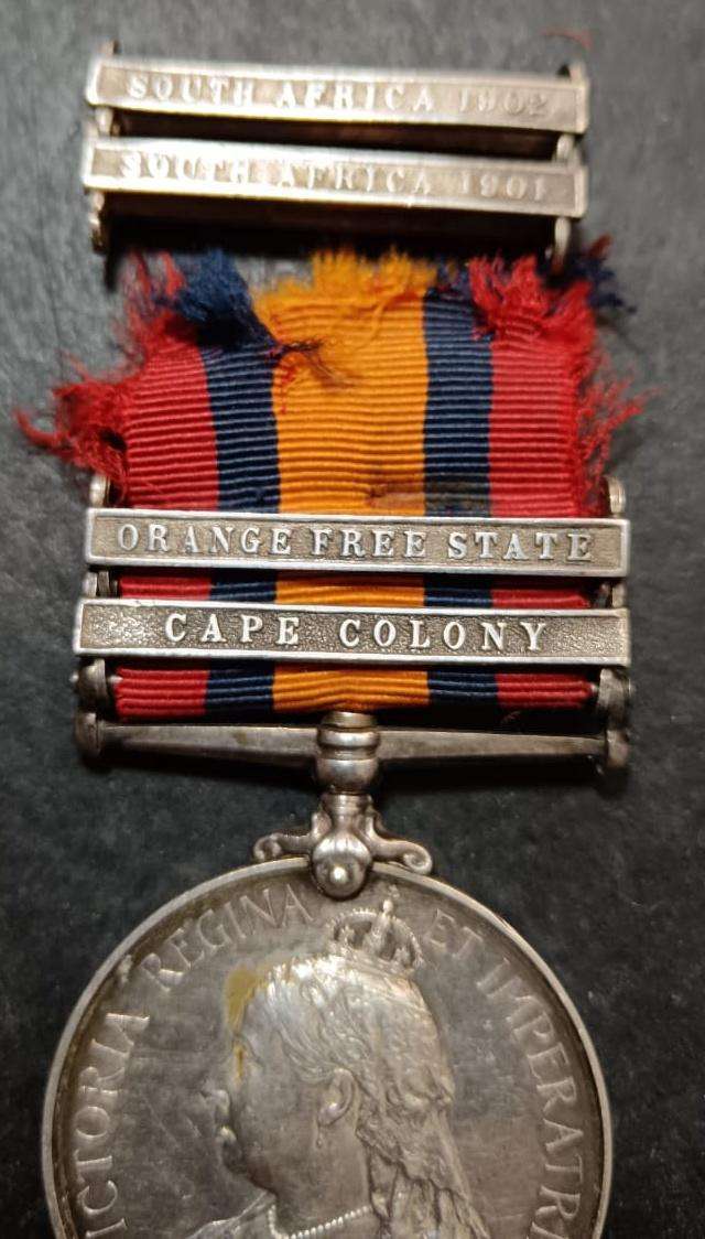 Boer War - Full Size QSA Medal with 4 Bars:1615 3RD CL: TPR C.Batty S.A.C