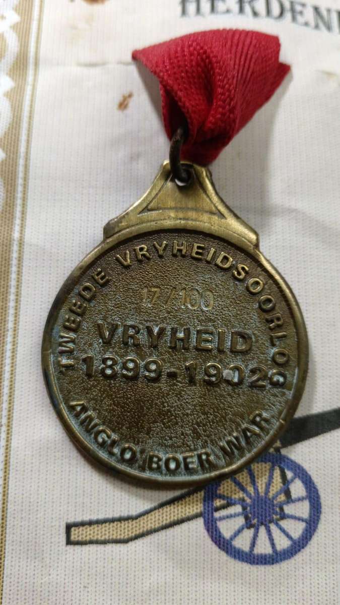 Anglo Boer War Commemorative Medal with Certificate - Number 17/100