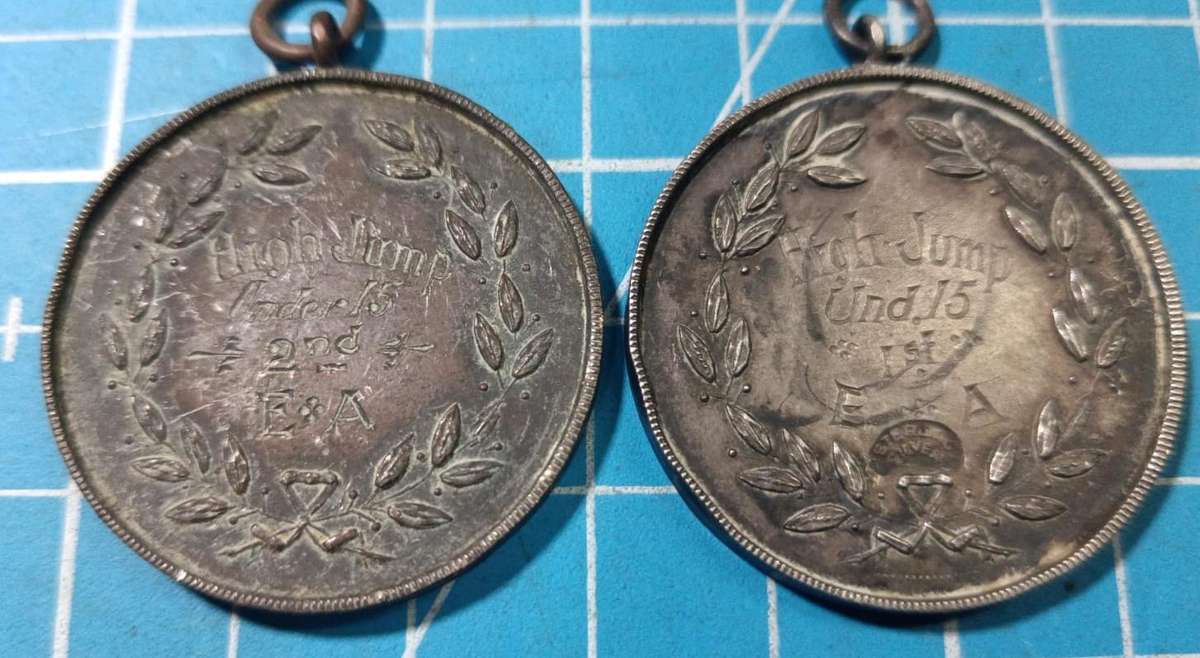 Pair of Vintage Sterling Silver Medals - One Sterling