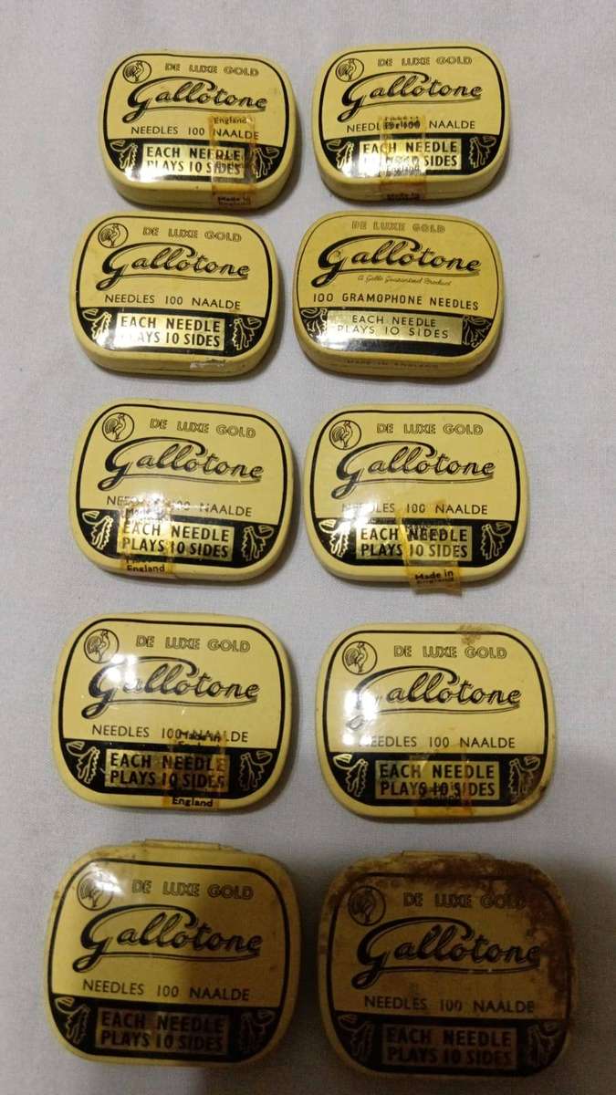 Gallotone De Luxe Gold Gramophone Needles In Original Tin - Bid Per Tin