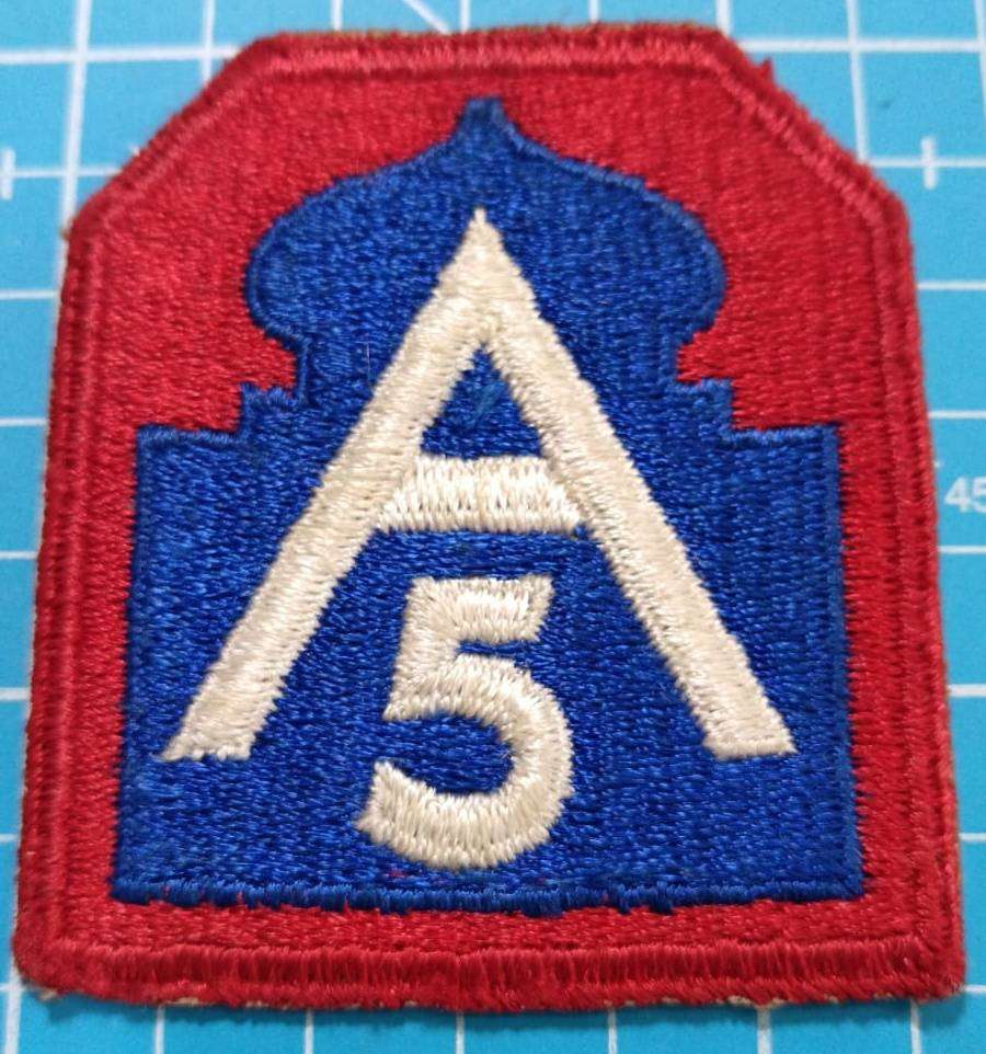 WWII US Army Fifth Army Patch 5th Army SSI Merrowed Edge WW2