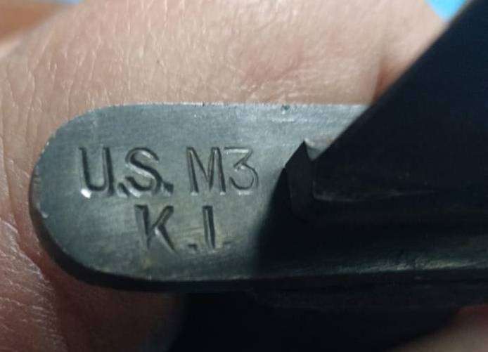 U.S. WWII Cross-Guard Marked M3 Fighting Knife by Camillus with 1943 Dated M6 Scabbard by Barwood