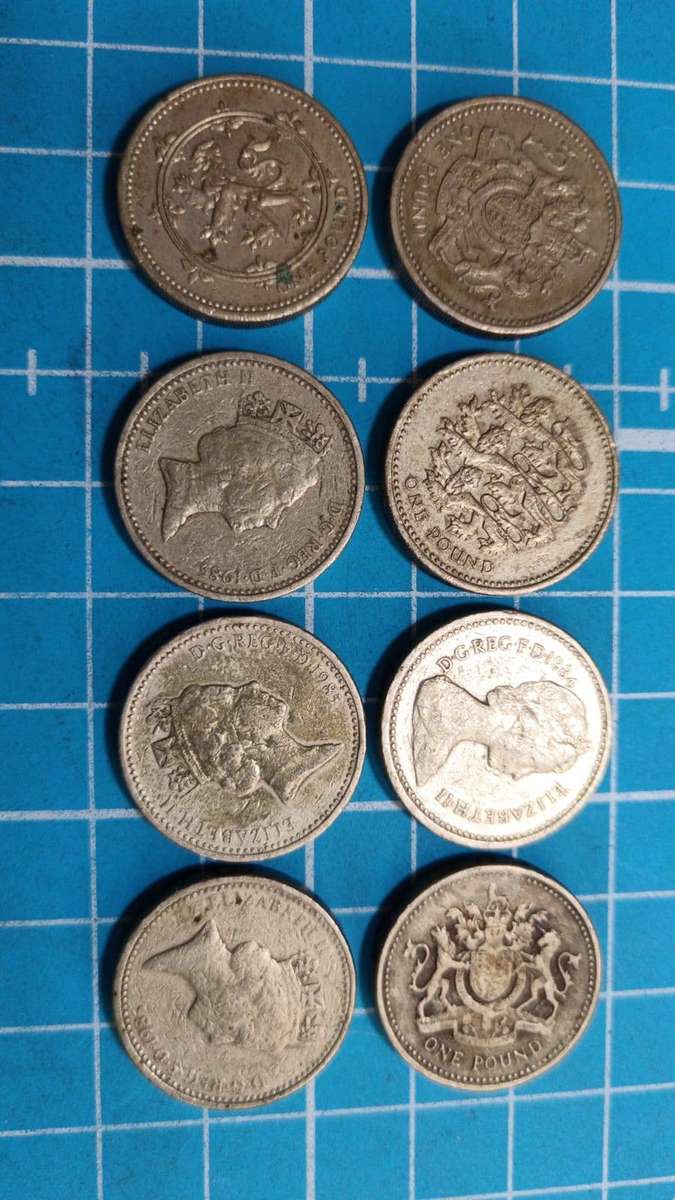8 x 1 pound coins