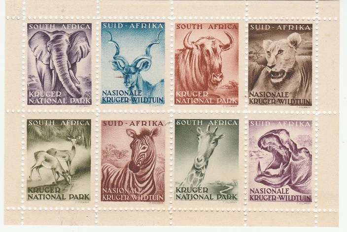SOUTH AFRICA: CINDERELLA: KRUGER PARK ISSUE: SHEET OF 8 STAMPS