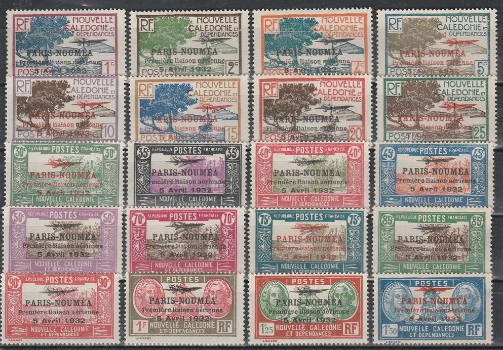 FRANCE: NEW CALEDONIA:1932 AIR SET: MM: NOUMEA FLIGHT: SELDOM OFFERED ON BOBSHOP: READ DESCRIPTION