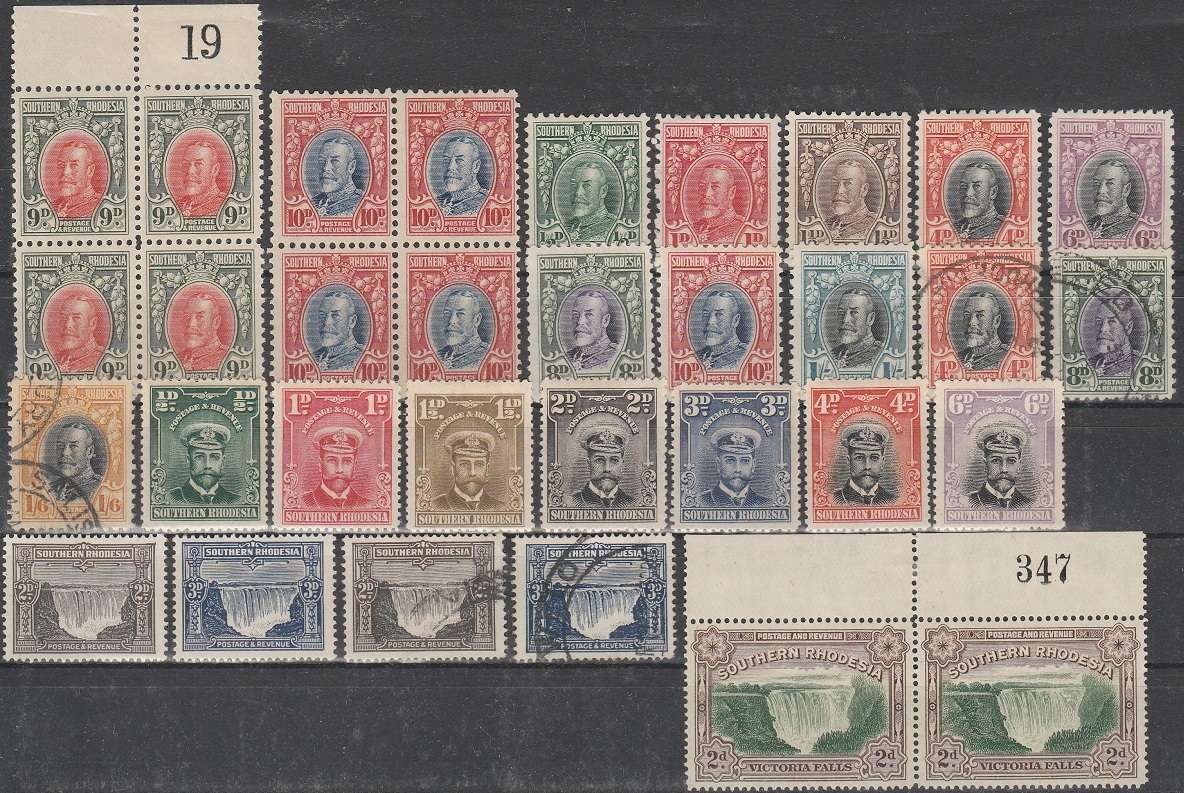 SOUTHERN RHODESIA: COLLECTION: MM AND USED :INCL BLOCKS OF 4:  9D AND 10D