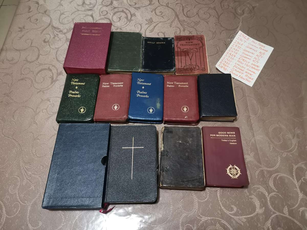 12 small vintage bibles and prayer books