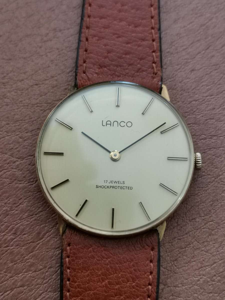 Vintage Lanco penny flat 17 jewels manual wind watch manual wind watch