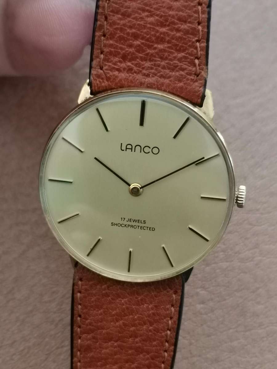 Vintage Lanco penny flat 17 jewels manual wind watch manual wind watch