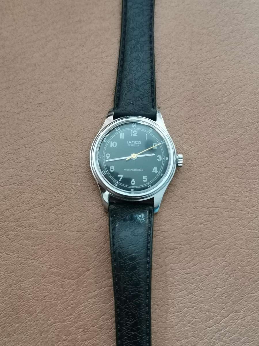 Vintage Lanco 17 jewels manual wind military style watch