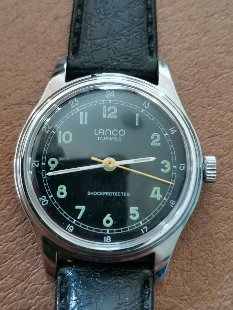 Vintage Lanco 17 jewels manual wind military style watch