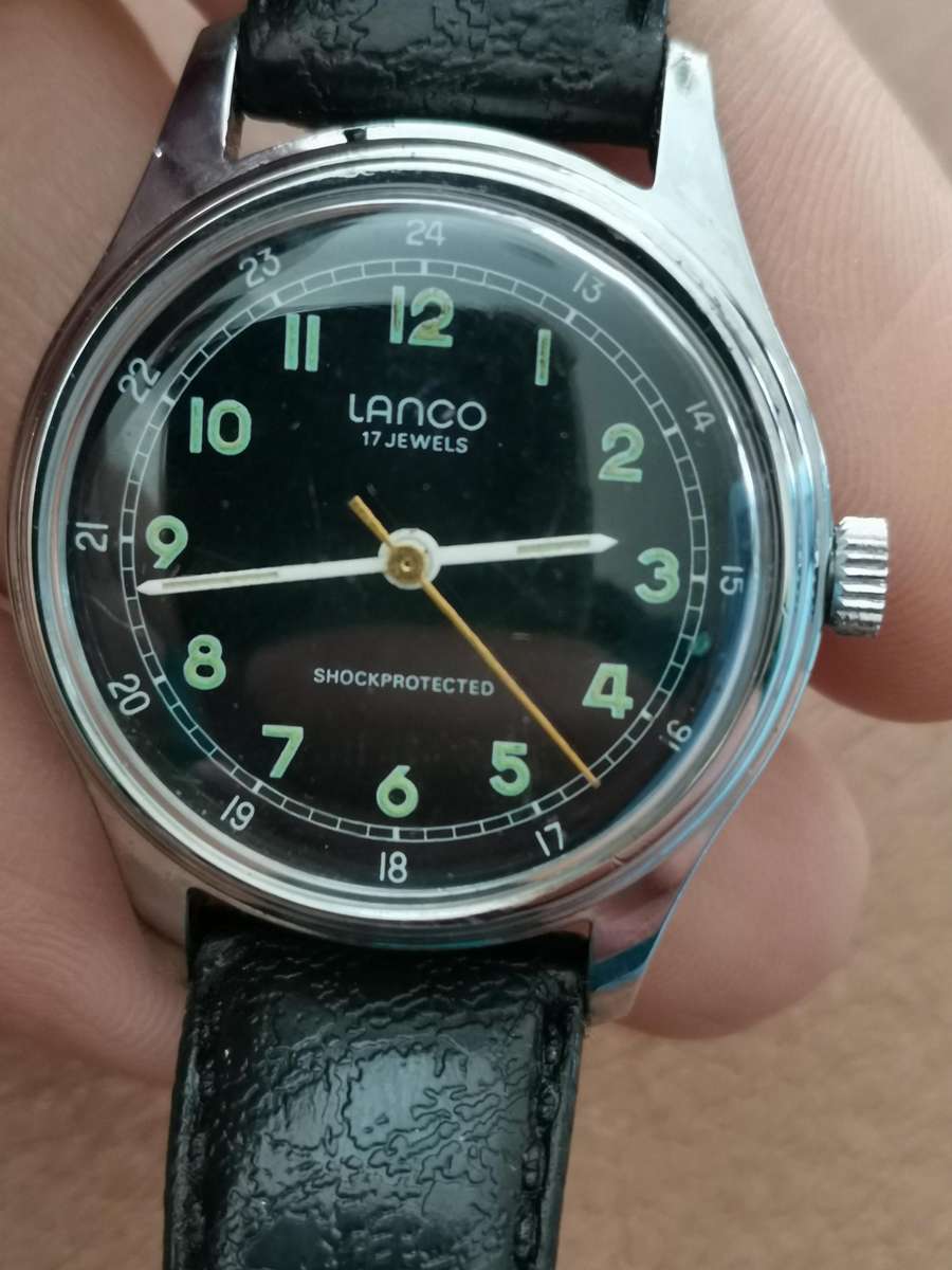Vintage Lanco 17 jewels manual wind military style watch