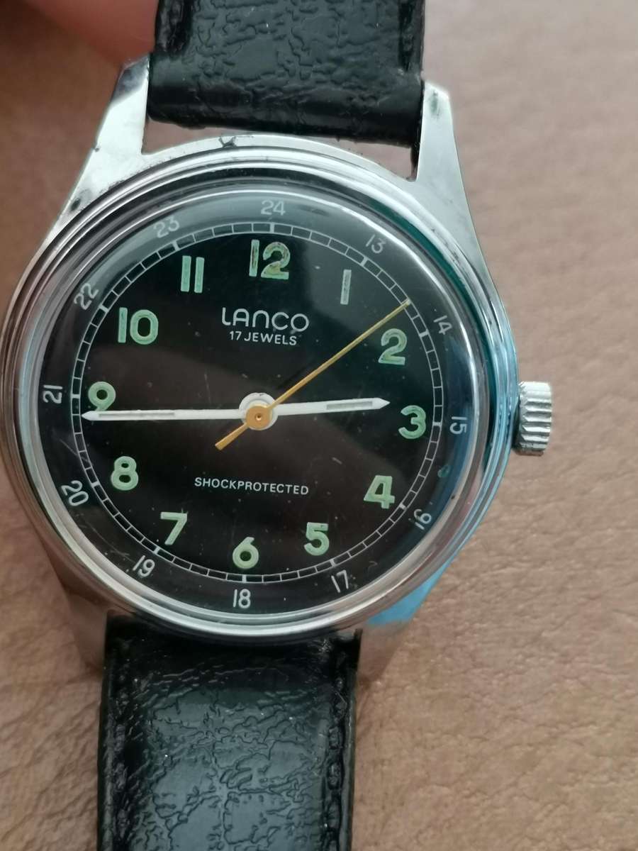 Vintage Lanco 17 jewels manual wind military style watch