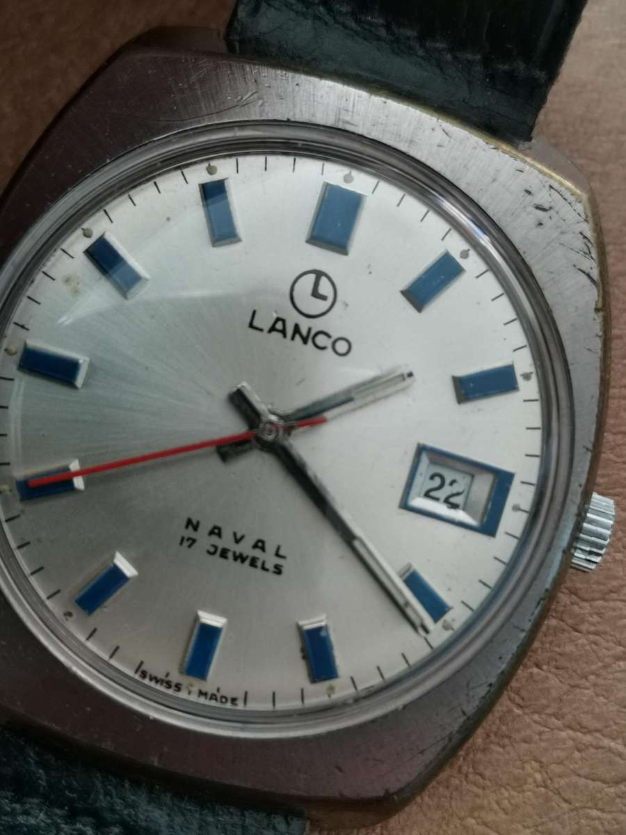 Vintage Lanco Naval 17 jewels manual wind mechanical watch