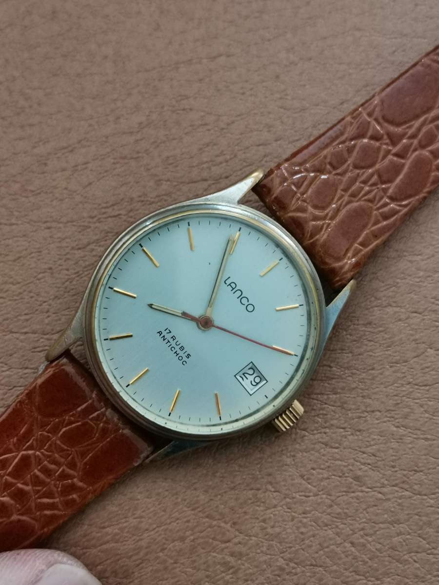 Vintage Lanco 17 Rubis Antichoc mechanical wind up watch