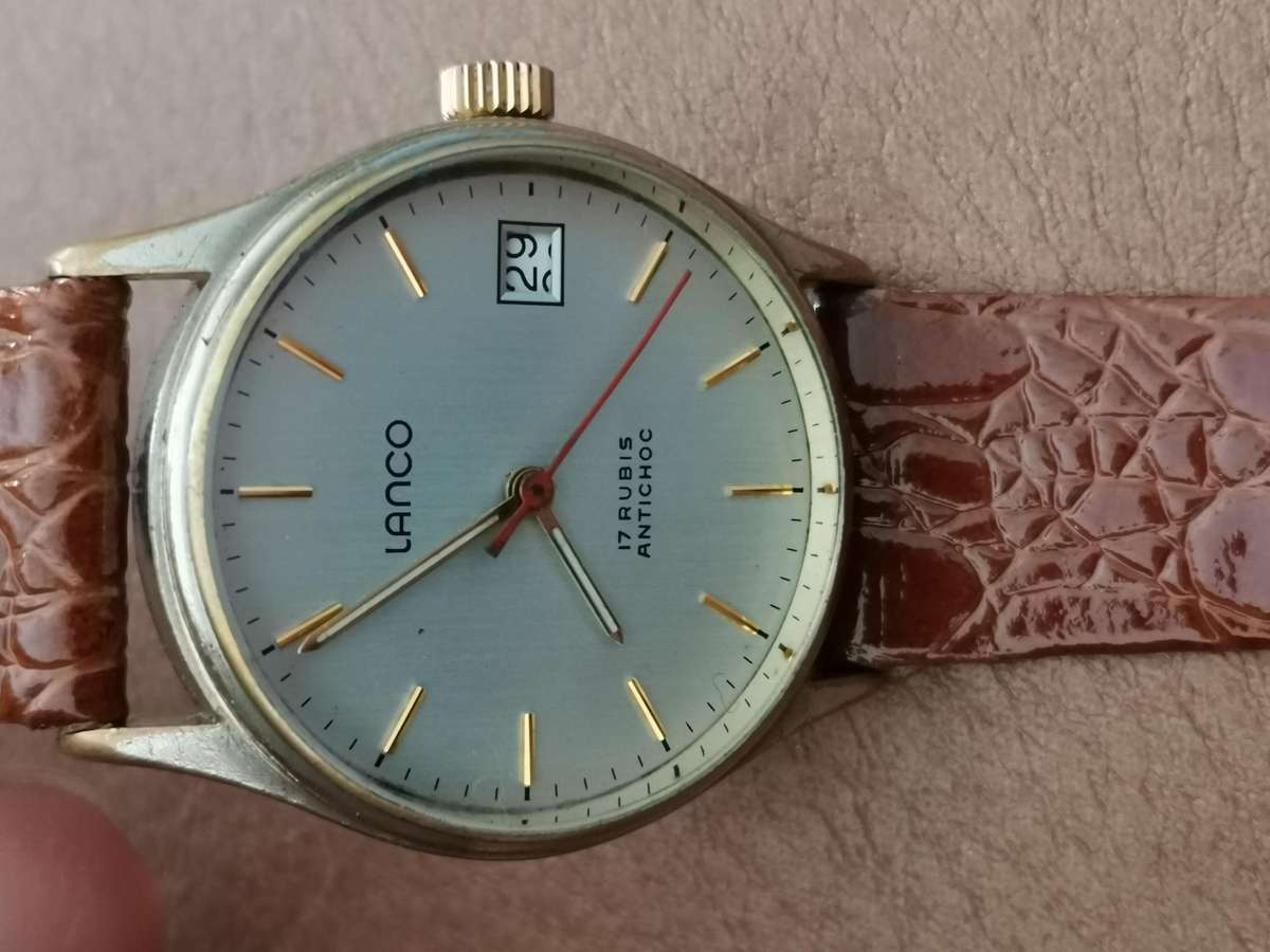 Vintage Lanco 17 Rubis Antichoc mechanical wind up watch