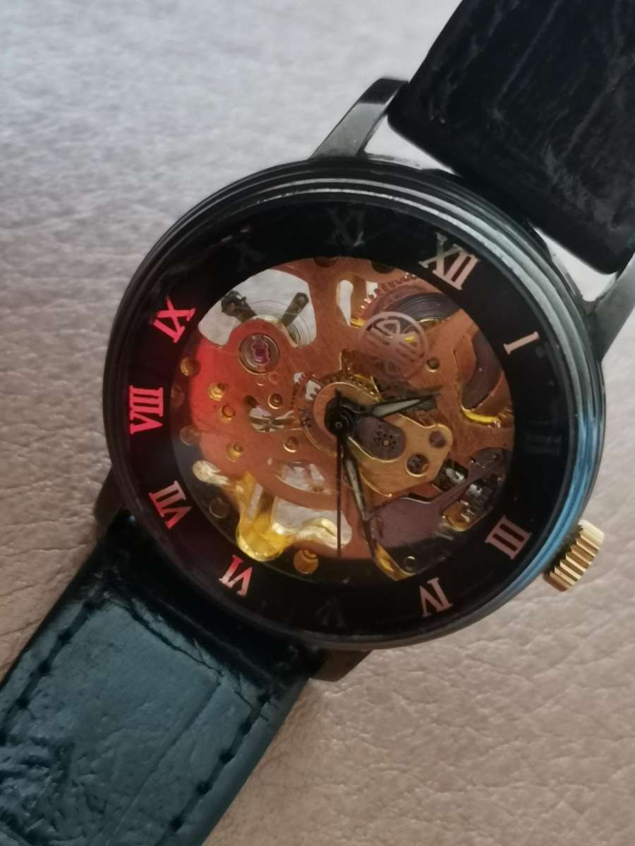 Vintage 1990s mechanical skeleton watch