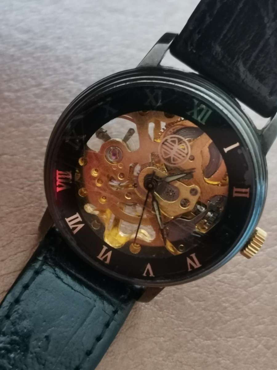 Vintage 1990s mechanical skeleton watch