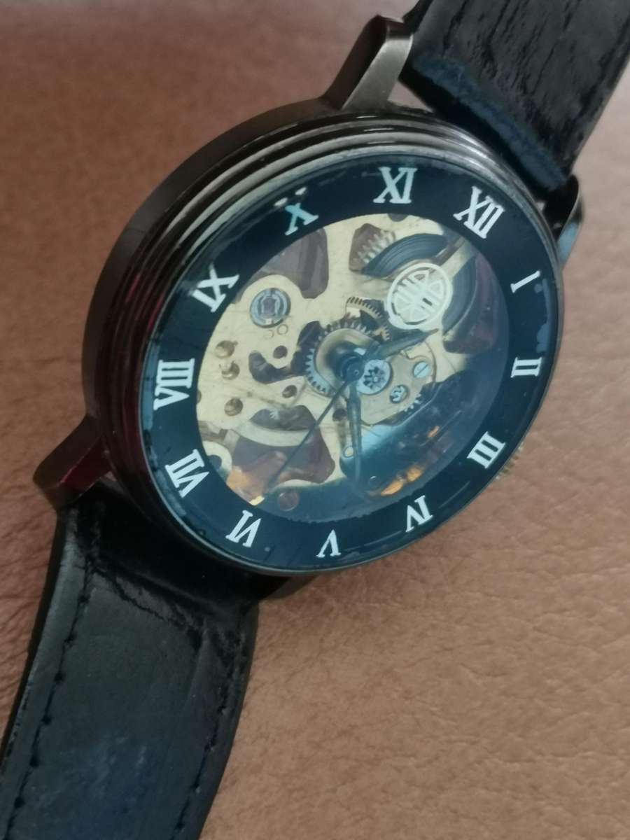 Vintage 1990s mechanical skeleton watch