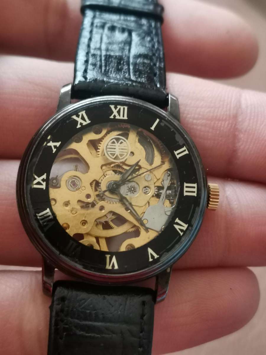 Vintage 1990s mechanical skeleton watch