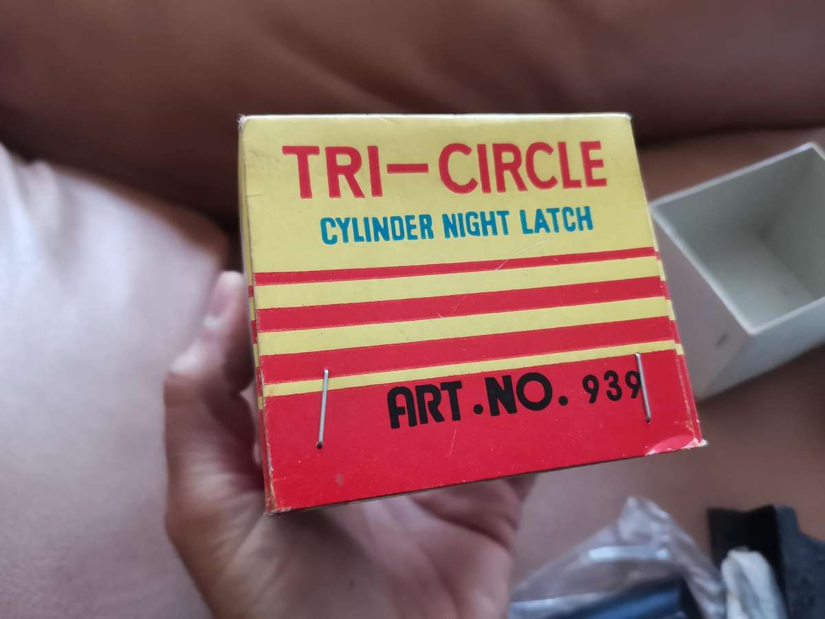 Vintage boxed new old stock tri circle night latch
