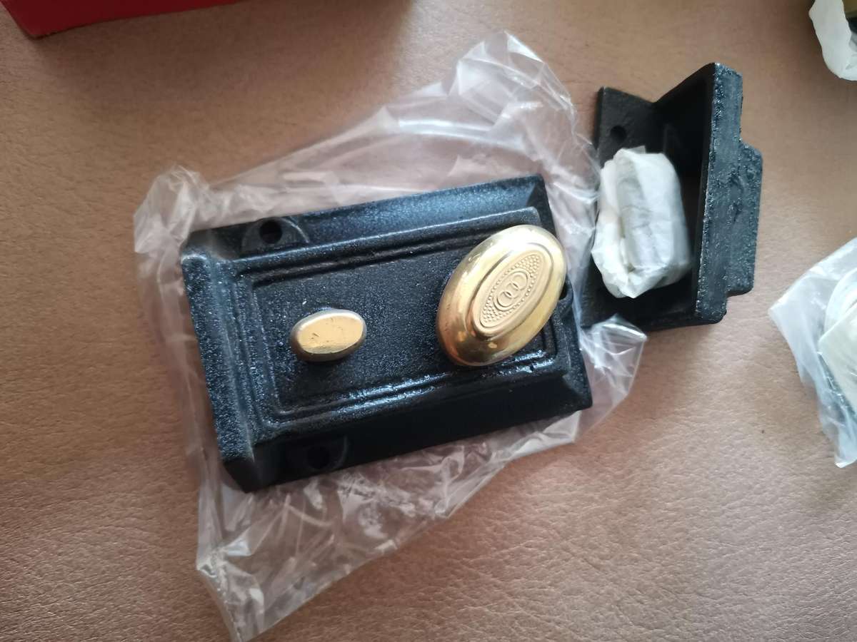 Vintage boxed new old stock tri circle night latch