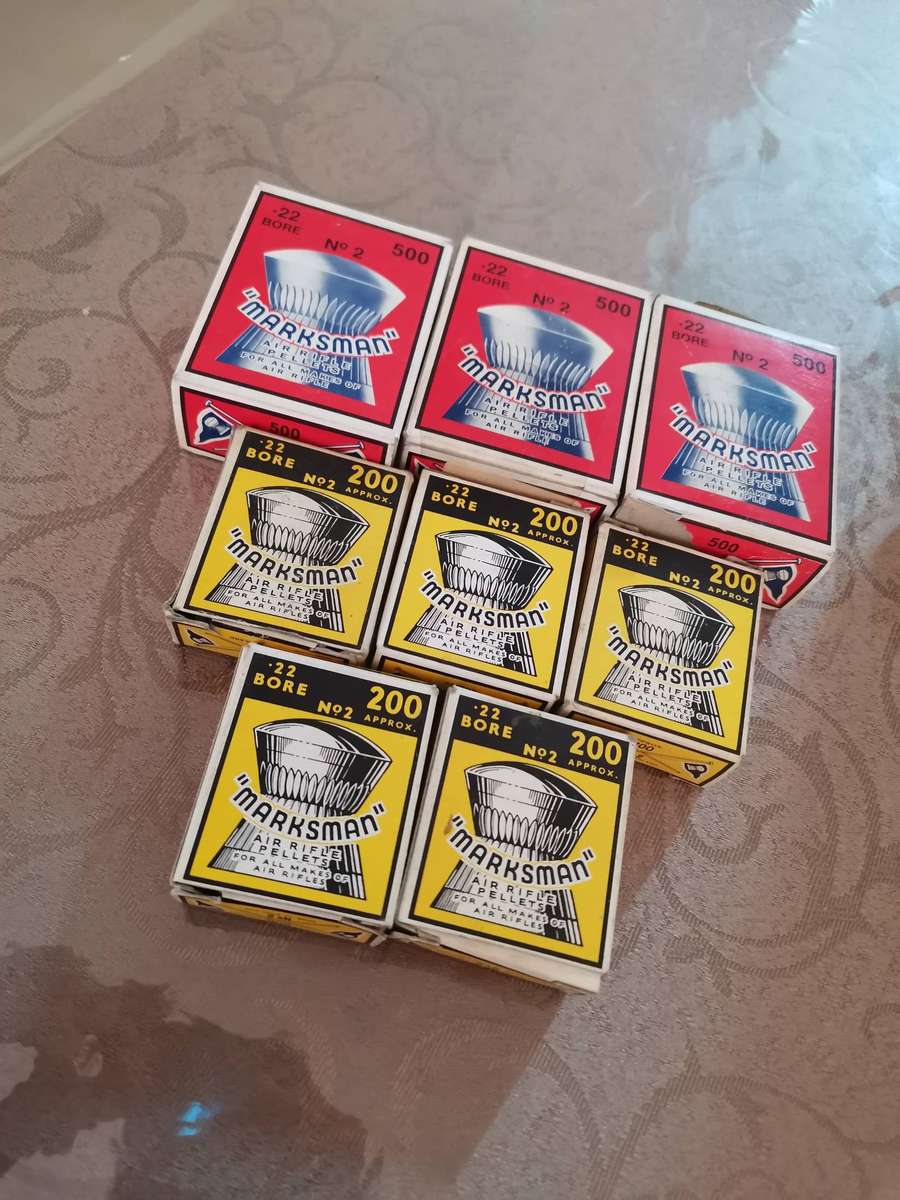 Vintage marksman no. 2 made in England. 22 bore air rifel pellets approx 2500