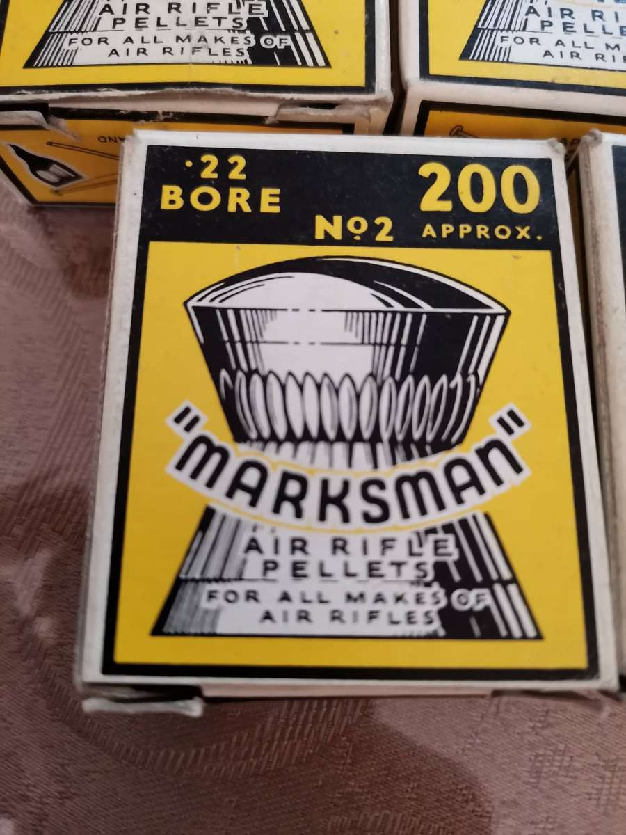 Vintage marksman no. 2 made in England. 22 bore air rifel pellets approx 2500