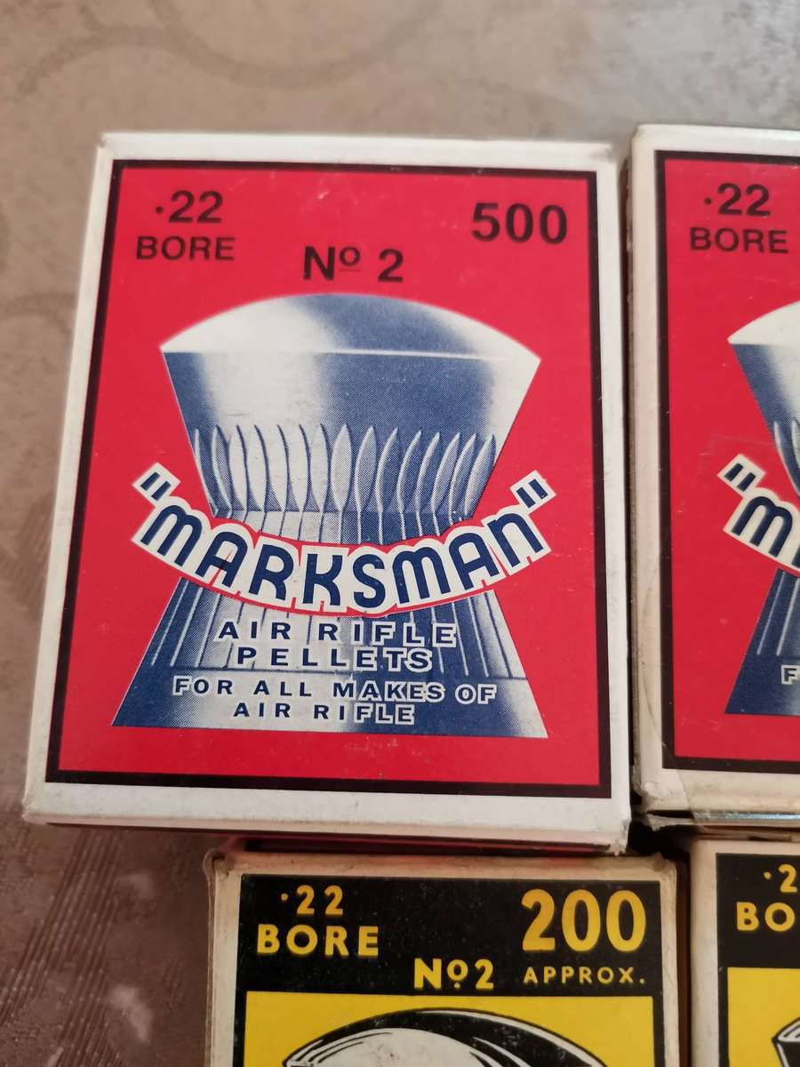 Vintage marksman no. 2 made in England. 22 bore air rifel pellets approx 2500