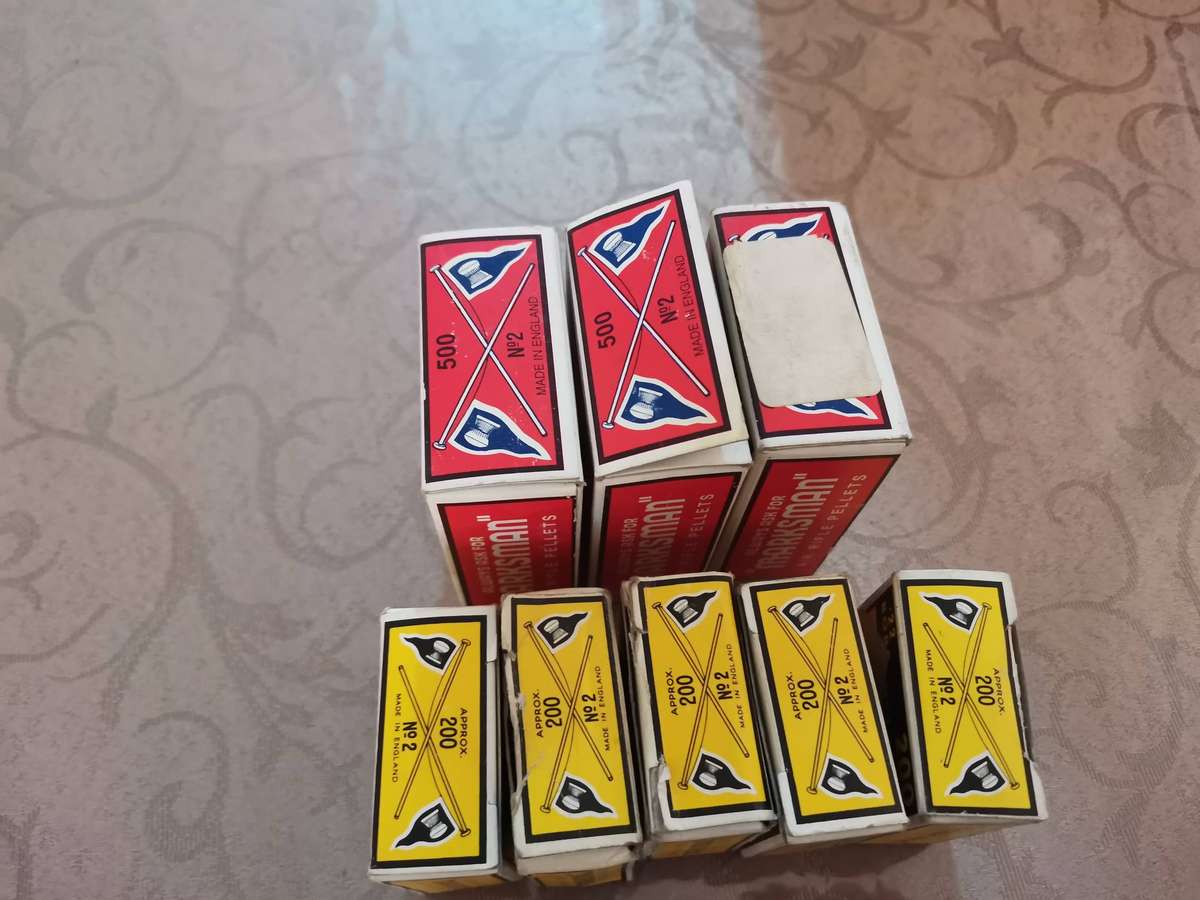 Vintage marksman no. 2 made in England. 22 bore air rifel pellets approx 2500