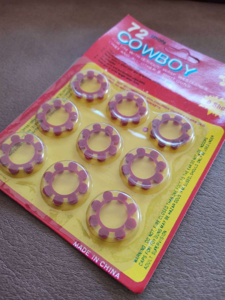 Vintage cowboy 8 shot ring caps for cap guns, one carton of 60 cards