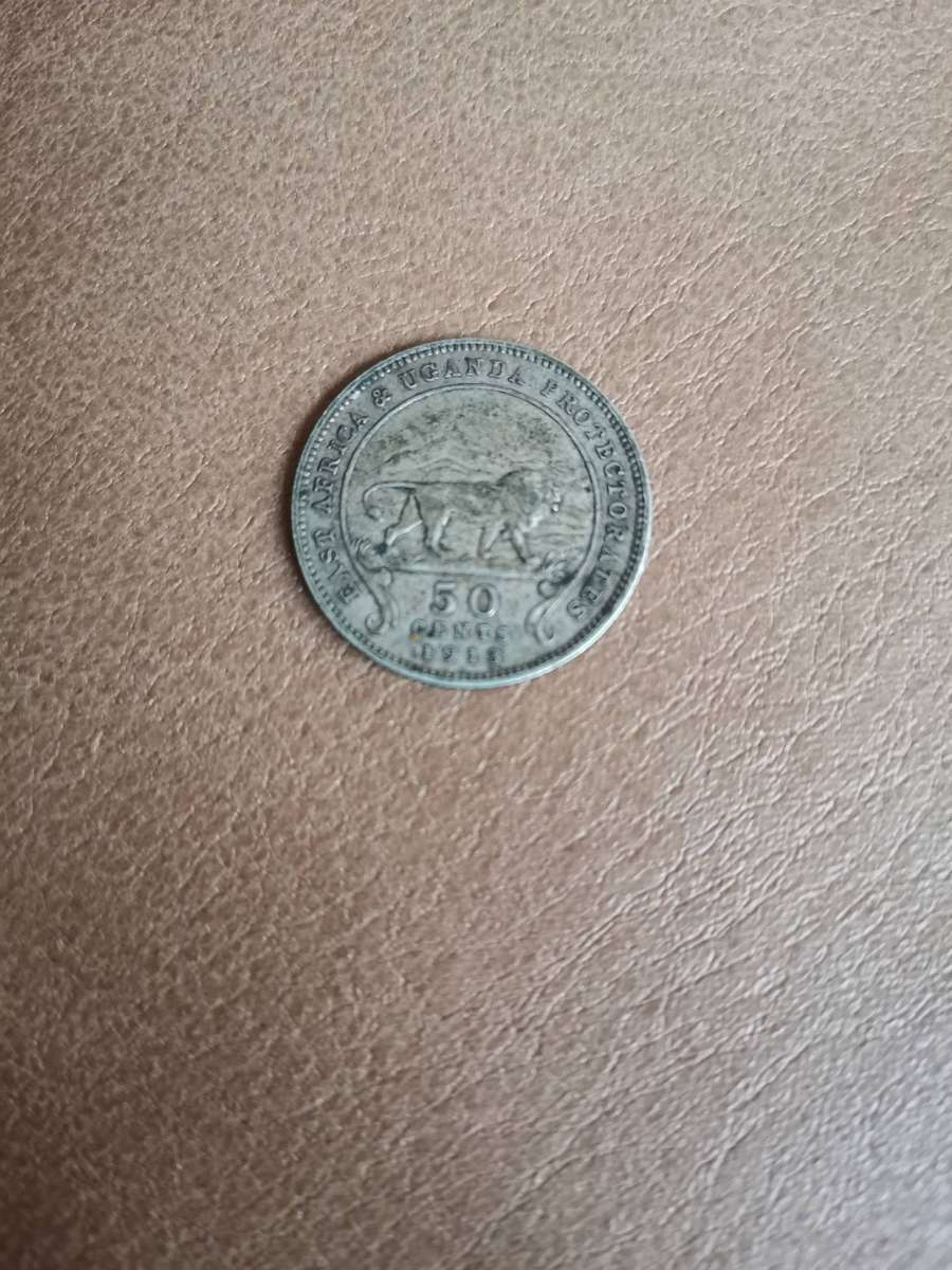 1913 50 cents east africa and uganda protectorates. 800 silver